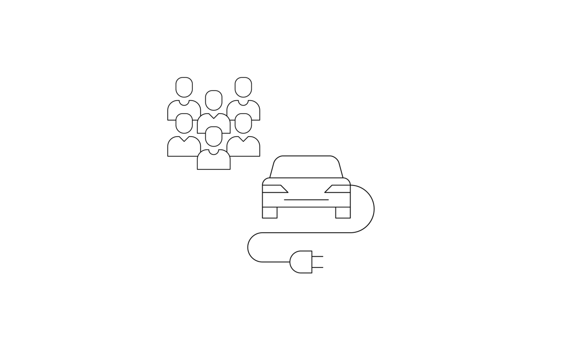 Gesellschaft und Auto mit Kabel