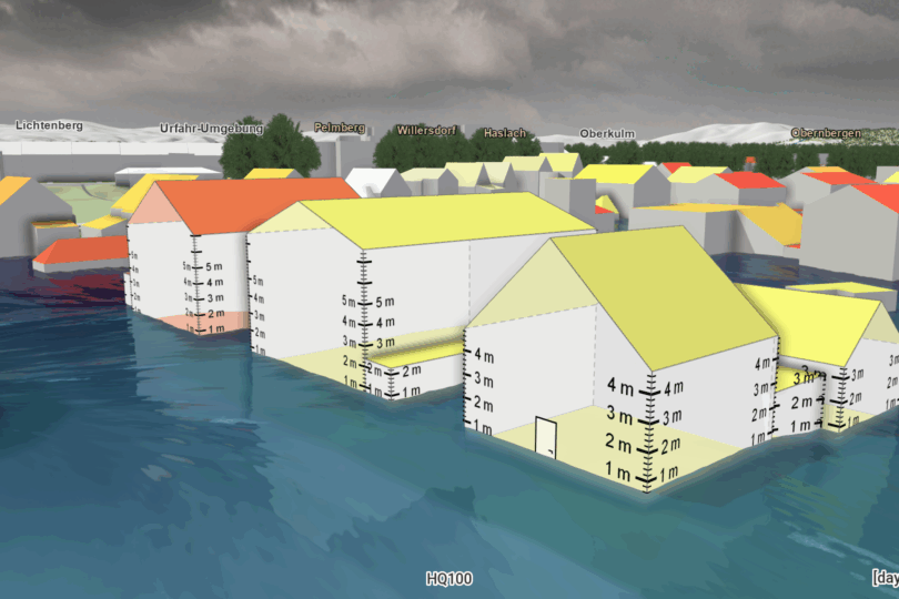 3D Visualisierung von Hochwasserrisiken