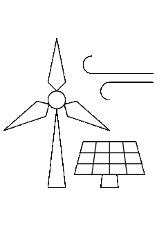 Symbol für erneuerbare Energie mit Windrad und Solarpanel