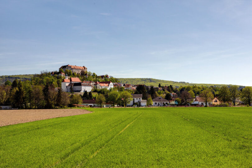 Landschaft der KEM Wienerwald mit grüner Wiese